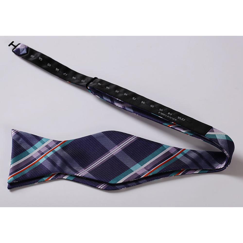 Men's Purple Aqua Orange Check Bow Tie & Pocket Handkerchief - Identical 149 - Amedeo Exclusive