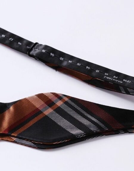Orange Black Mens Silk Self tie Bow Tie with Pocket Squares Set - Amedeo Exclusive