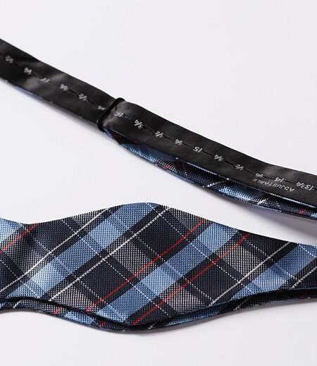 Blue Red Check Mens Silk Self tie Bow Tie with Pocket Squares Set - Amedeo Exclusive