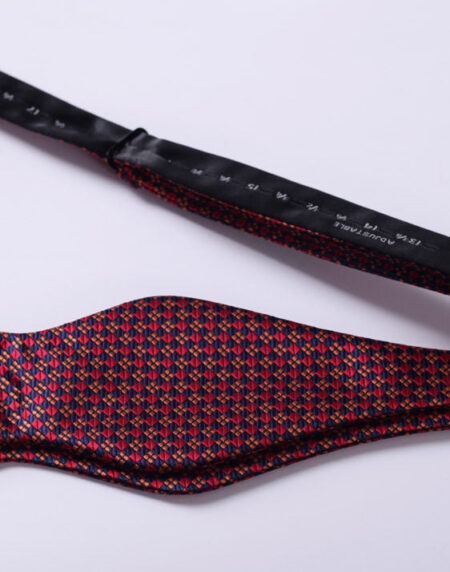 Men's Silk Orange Blue Check Self  Bow Tie Pocket Handkerchief - Amedeo Exclusive