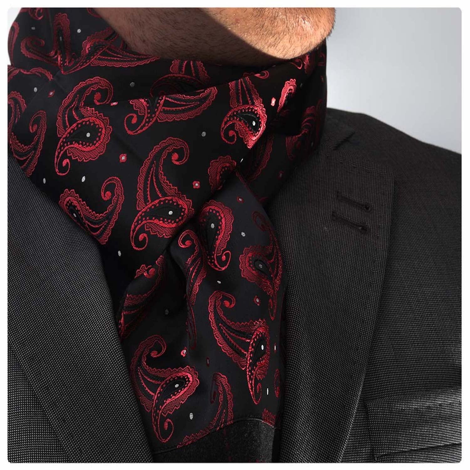 Unisex Red Black Soft Fashion Dress Scarves for Winter Made of Silk Blend - Amedeo Exclusive