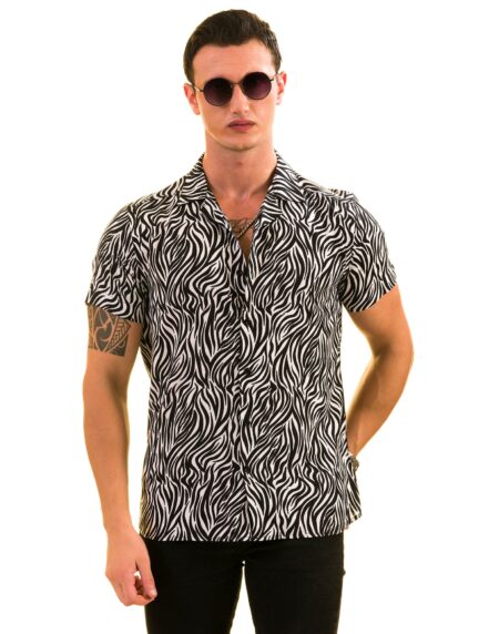 Black & White Zebra Print Hawaiian Shirt for Men – European Made Summer Wear
