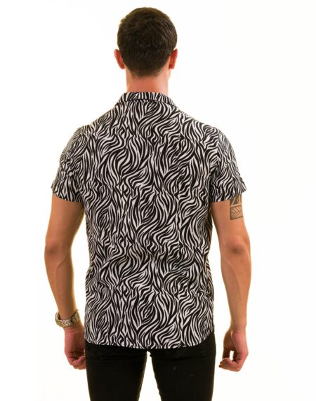 Black & White Zebra Print Hawaiian Shirt for Men – European Made Summer Wear