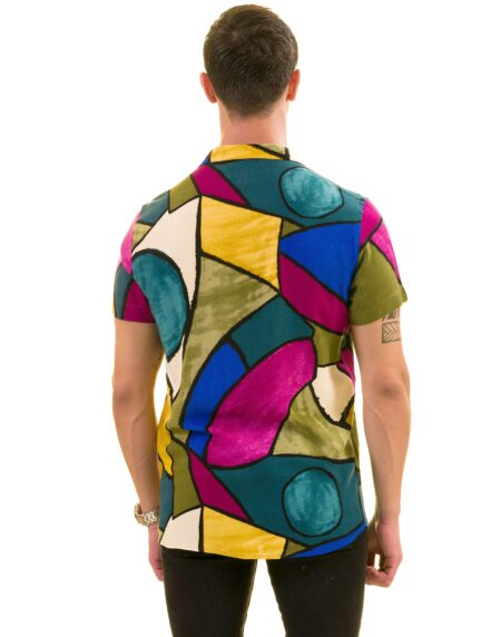 Green Purple Mustard Print Hawaiian Shirt for Men – European Designed Summer