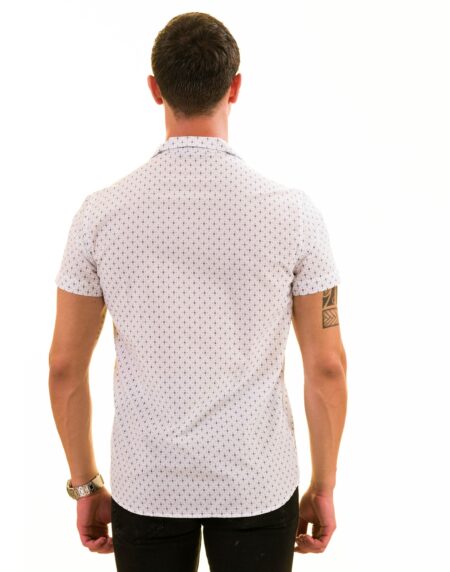 White Dotted European Made & Designed Hawaiian Summer Shirt for Men