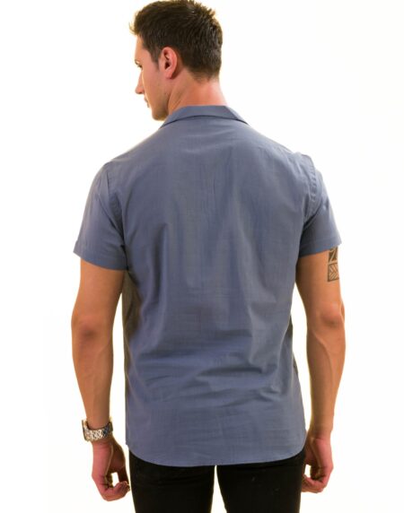 Light Blue Solid Hawaiian Shirt for Men – European Designed Summer Style