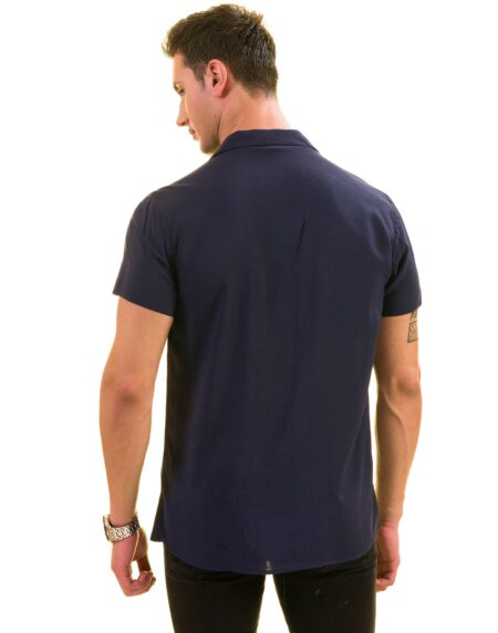 Navy Solid Hawaiian Summer Shirt for Men – European Made & Designed