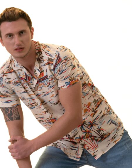 Colorful Palm Trees Hawaiian Summer Shirt for Men – European Made & Designed