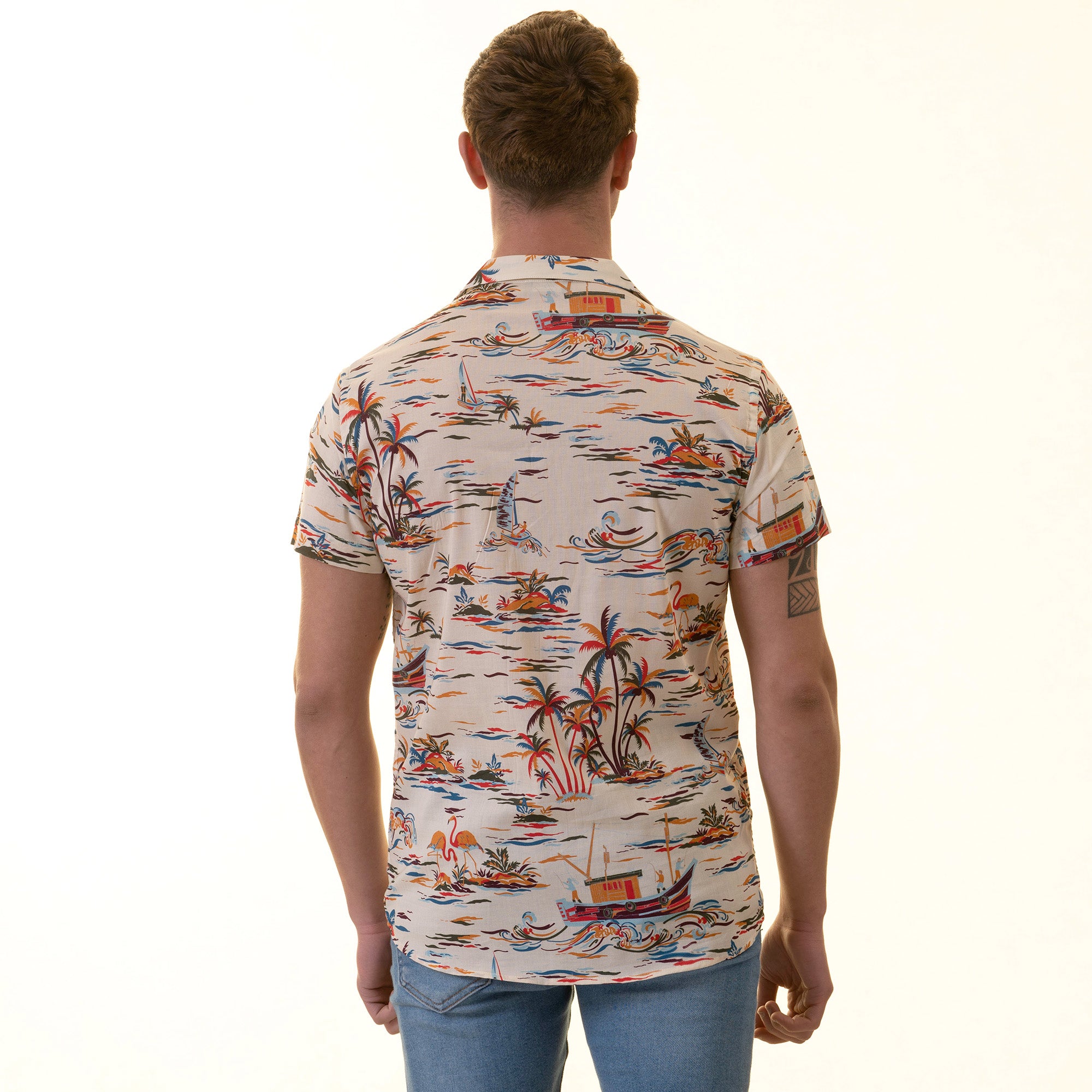 Colorful Palm Trees Hawaiian Summer Shirt for Men - European Made & Designed - Image 4