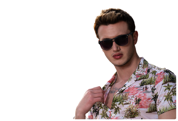 Green Pink Palm Trees Hawaiian Summer Shirt for Men - European Made & Designed - Image 5