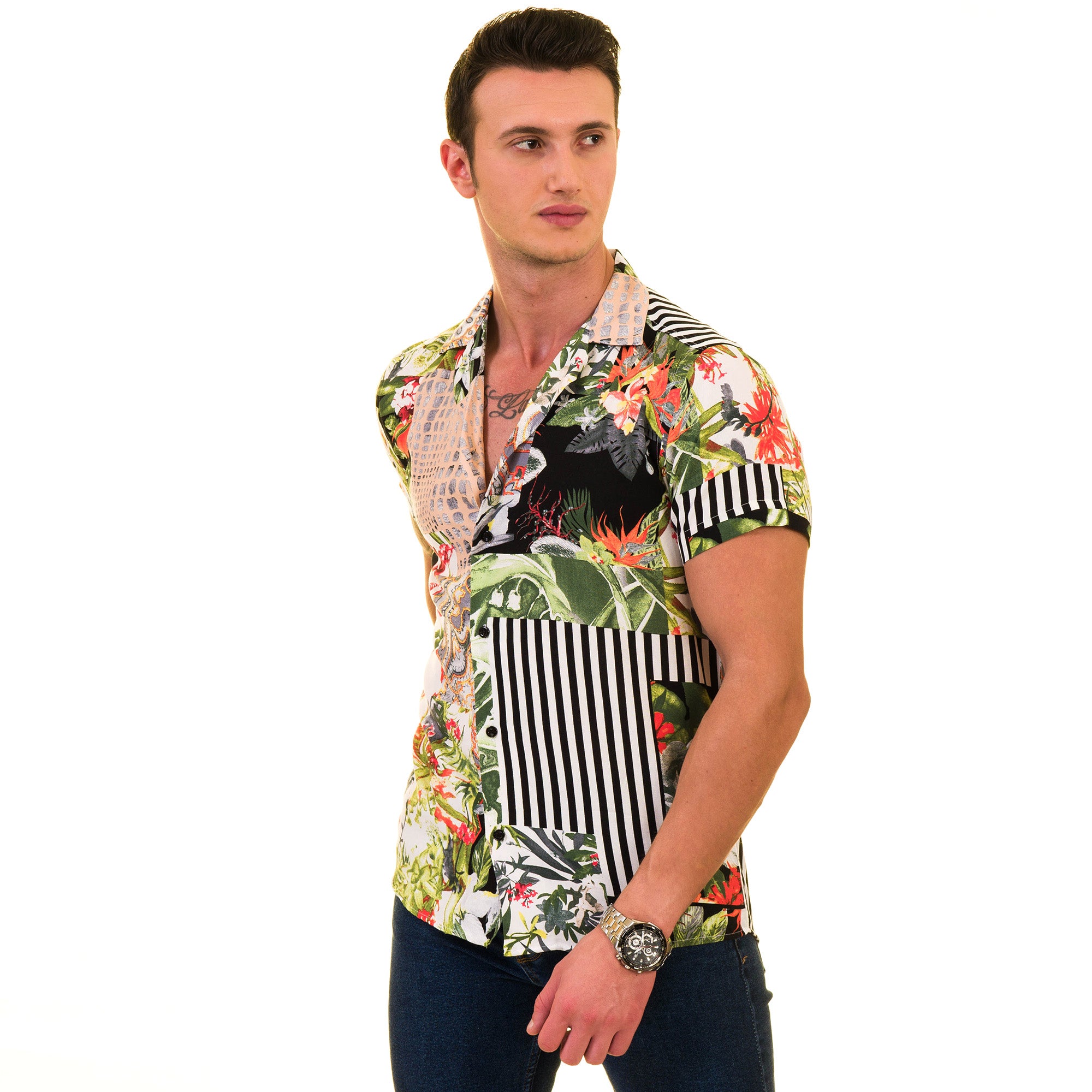 Men’s Multi-Color European Made & Designed Hawaiian Summer Shirt - Image 3