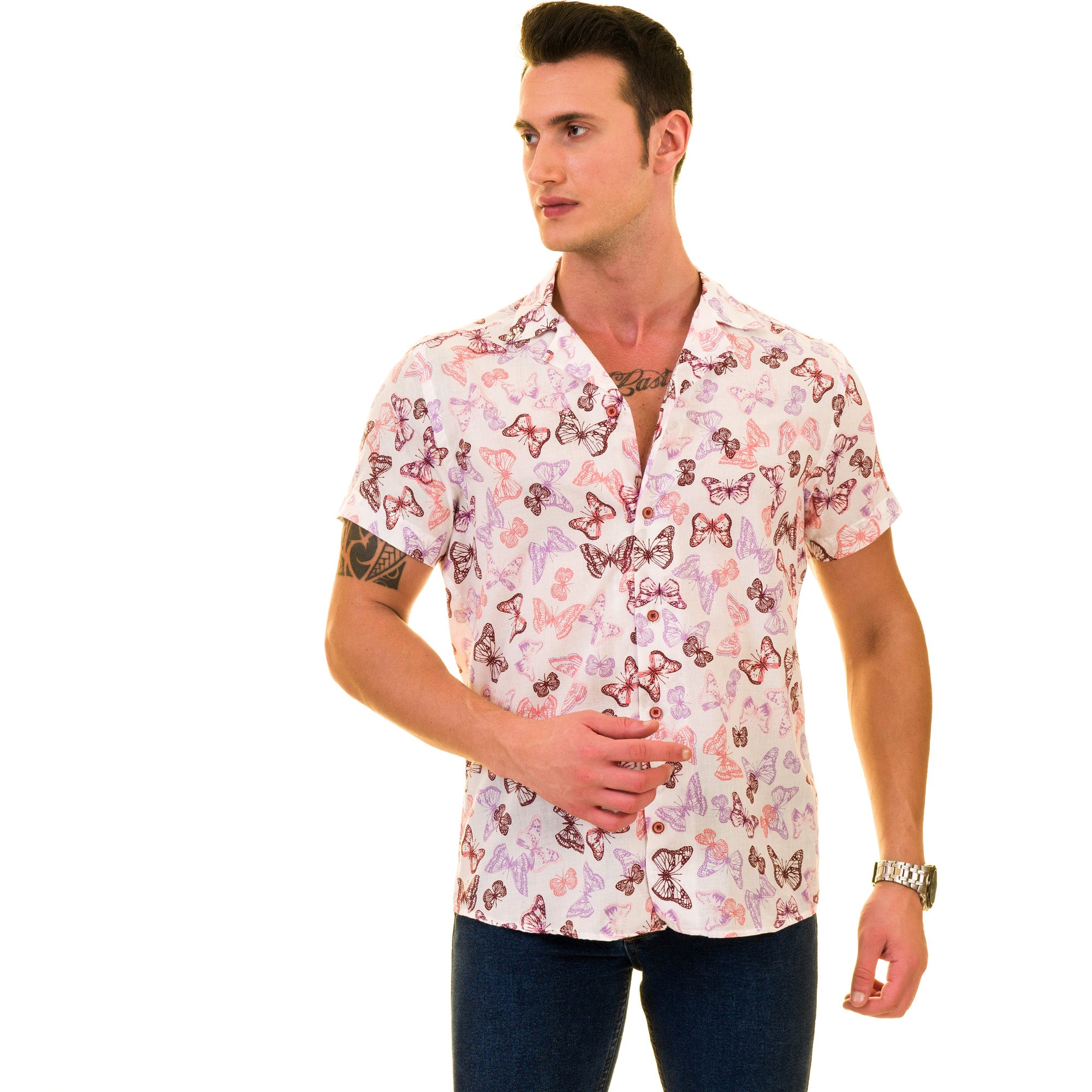 Men’s Multi-Color European Made Hawaiian Summer Shirt - Designer Casual