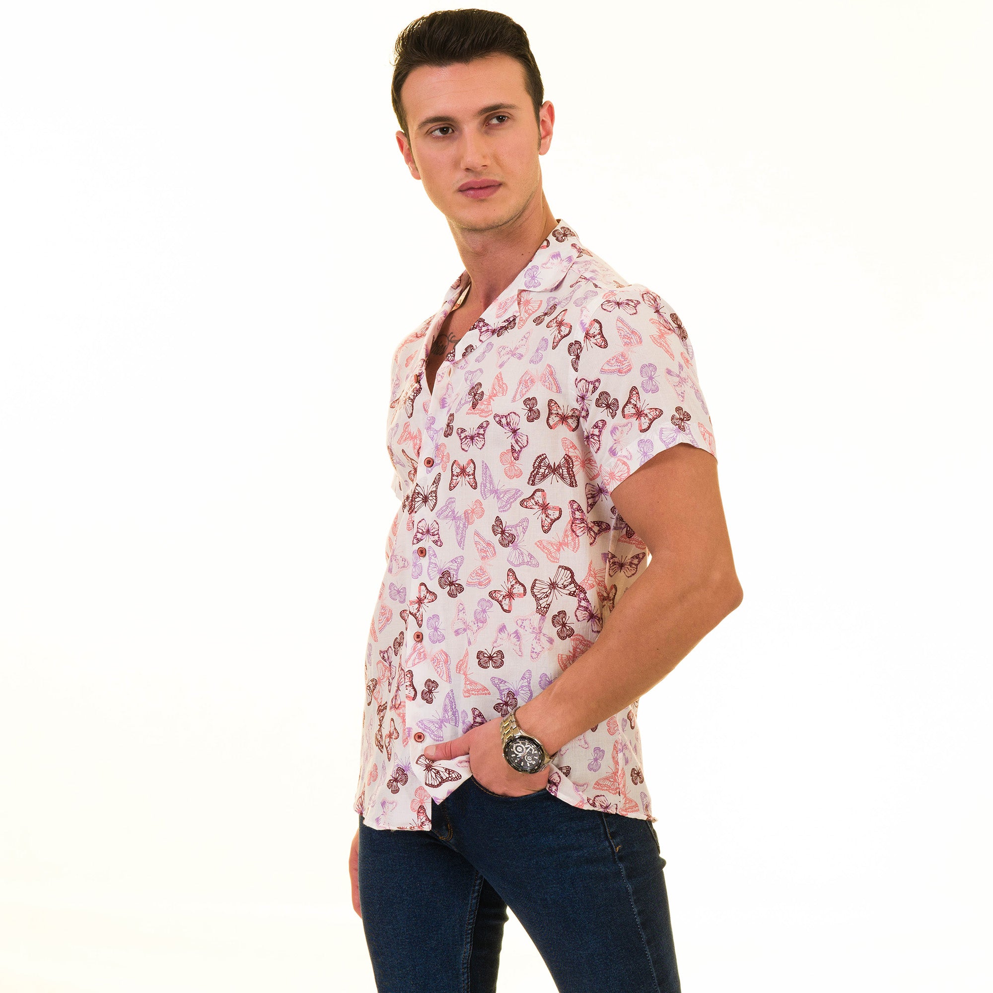 Men’s Multi-Color European Made Hawaiian Summer Shirt - Designer Casual - Image 3