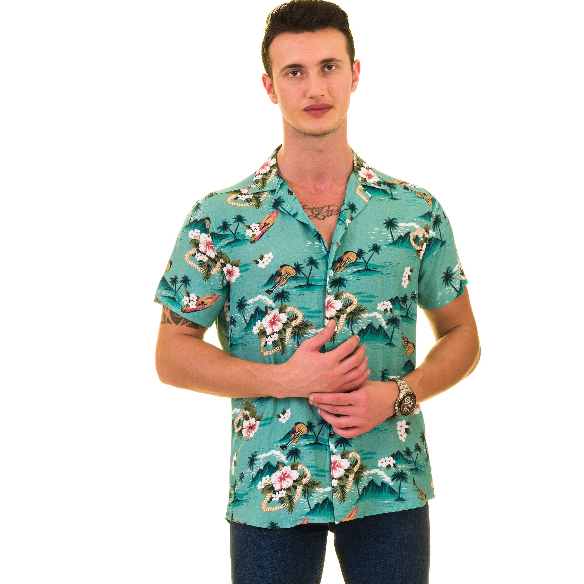 Multi-Color European Made Hawaiian Summer Shirt for Men - Designer Quality