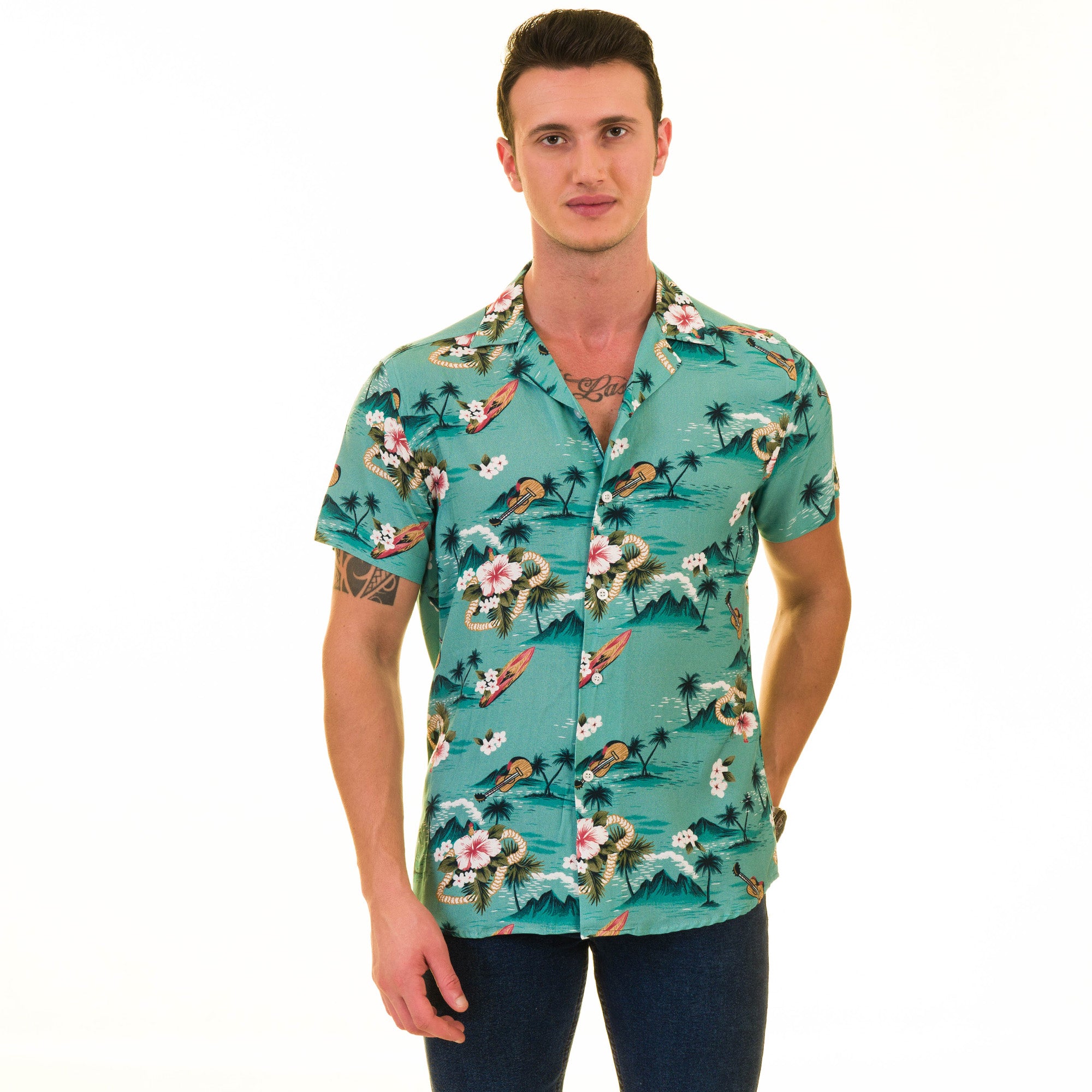 Multi-Color European Made Hawaiian Summer Shirt for Men - Designer Quality - Image 4