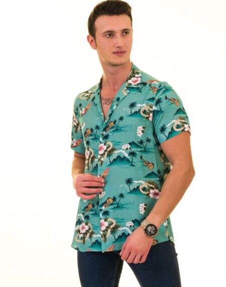 Multi-Color European Made Hawaiian Summer Shirt for Men – Designer Quality