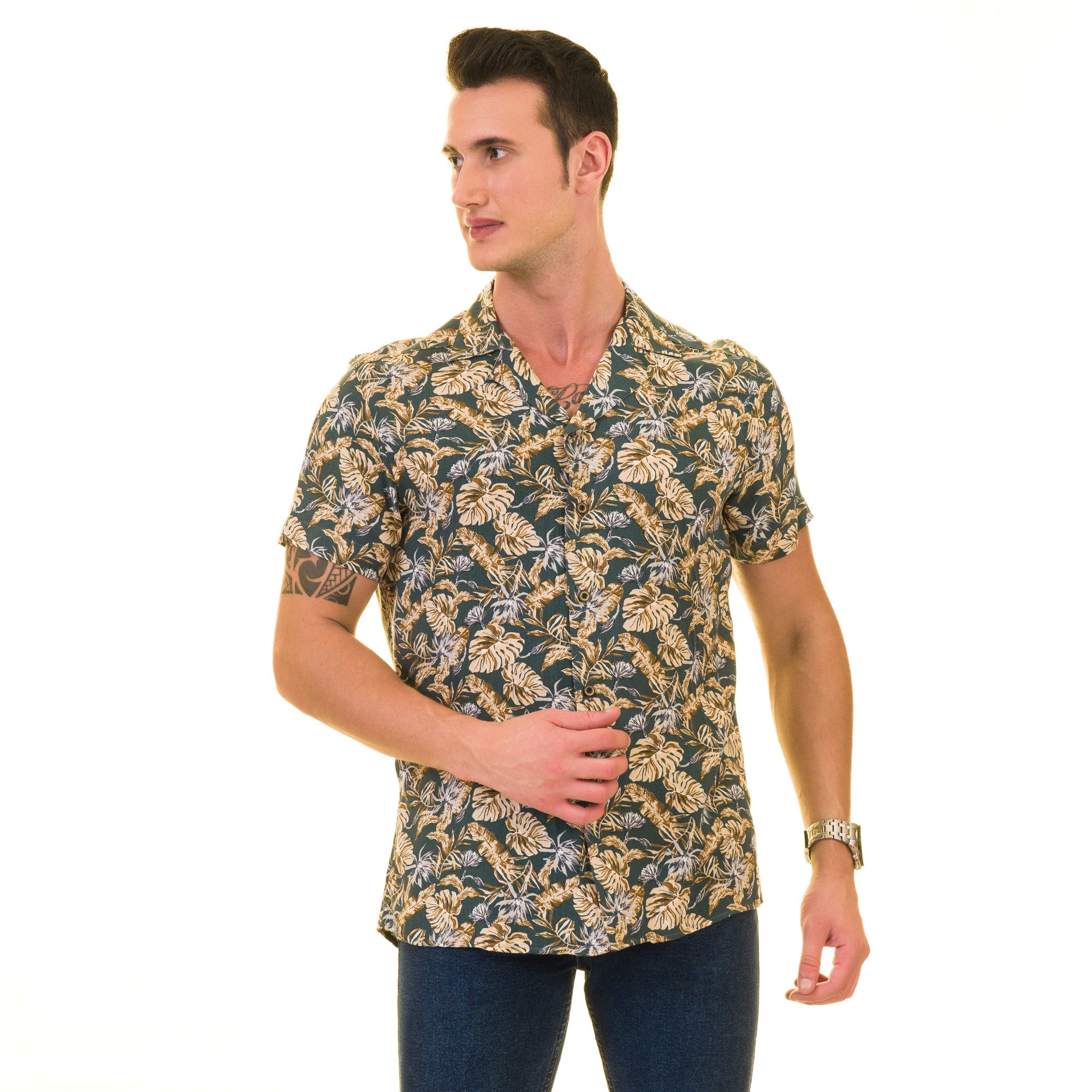Multi-Color European Made Hawaiian Summer Shirt for Men - Premium Designer - Image 5