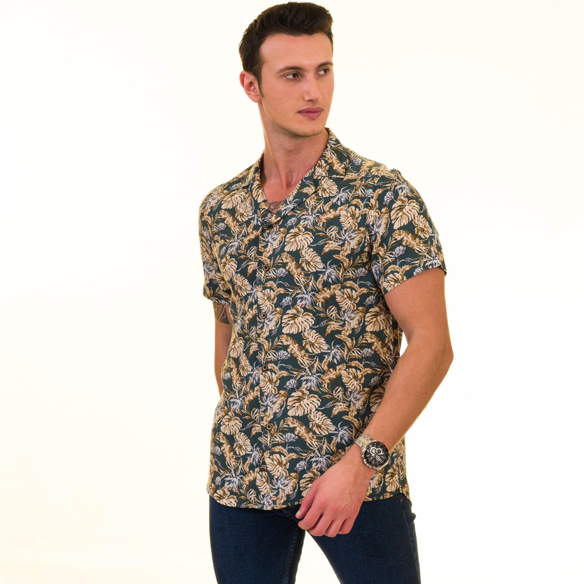 Multi-Color European Made Hawaiian Summer Shirt for Men - Premium Designer - Image 3