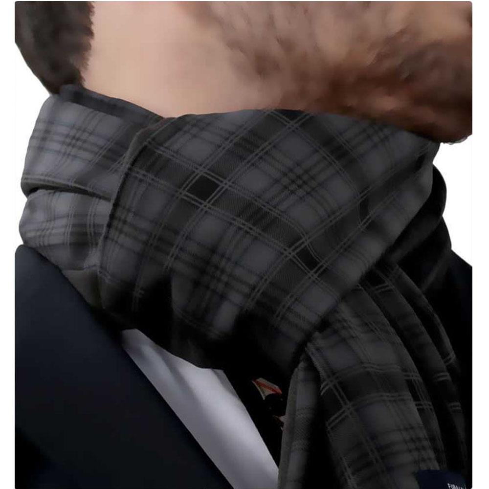 Soft Elegant Long Fashion Black With Gray Scarf - Amedeo Exclusive