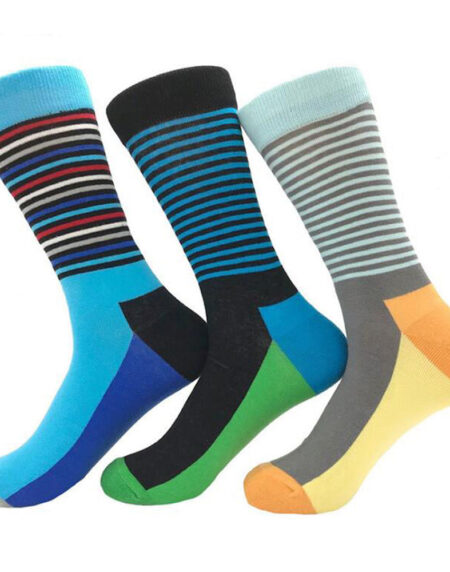 Comfortable happy colorful cotton dress socks men's women's 3 PK - Amedeo Exclusive