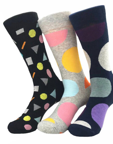 Men's New Ball Printed Design 3pk Assorted Bundle Soft Colorful Socks - Amedeo Exclusive