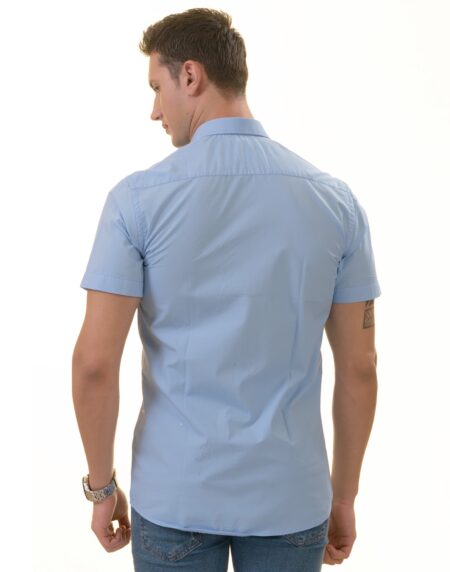 Blue Inside Different Paisley Short Sleeve Button-Up Shirt – Slim Fit Cotton