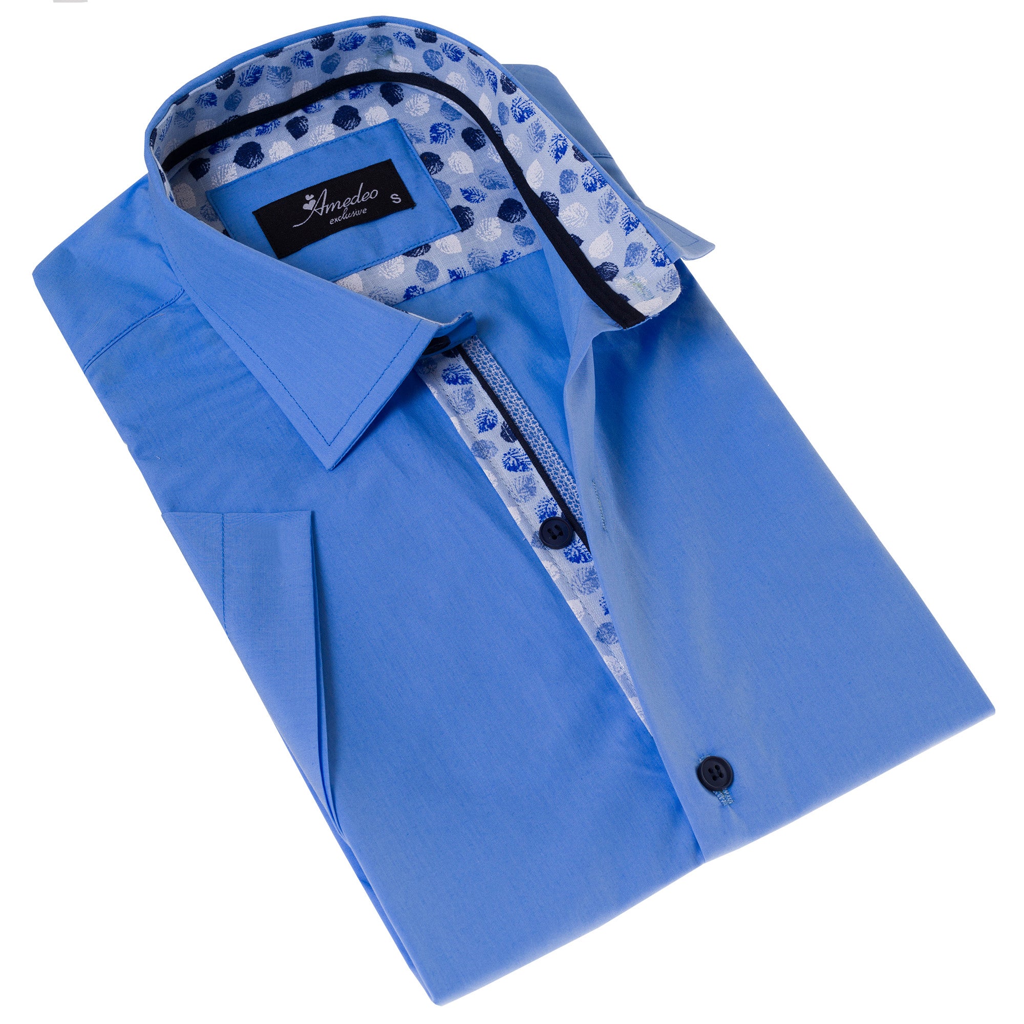 Blue Inside Different Paisley Short Sleeve Button-Up Shirt – Slim Fit Cotton