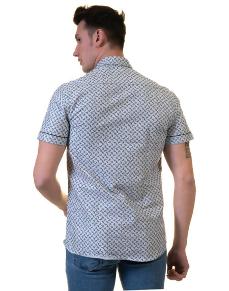Grey Mens Short Sleeve Button up Shirts – Tailored Slim Fit Cotton Dress Shirts