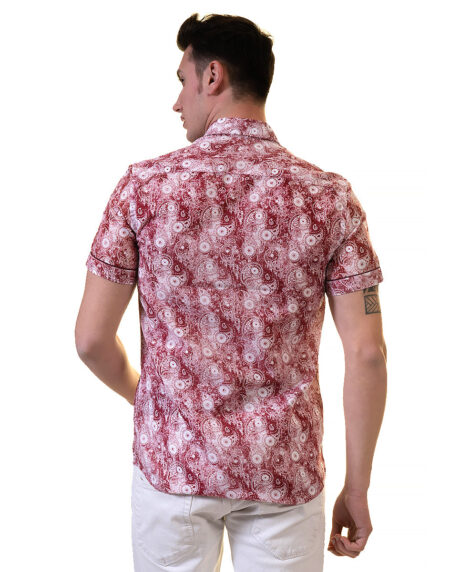 Pink Mens Short Sleeve Button up Shirts – Tailored Slim Fit Cotton Dress Shirts