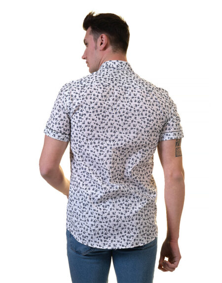 Black Dots Mens Short Sleeve Button up Shirts – Tailored Slim Fit Cotton Dress Shirts