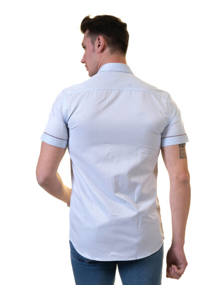 Light Blue Mens Short Sleeve Button up Shirts – Tailored Slim Fit Cotton Dress Shirts