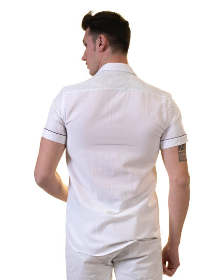 White Mens Short Sleeve Button up Shirts – Tailored Slim Fit Cotton Dress Shirts