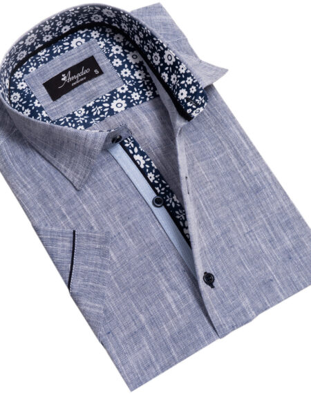 Mens Short Sleeve Button up Shirts – Tailored Slim Fit Cotton Dress Shirts