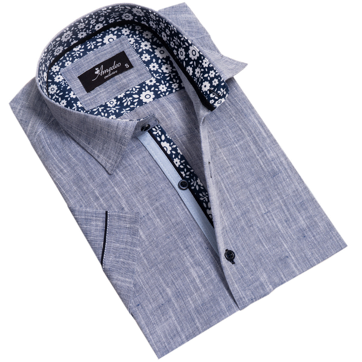 Mens Short Sleeve Button up Shirts - Tailored Slim Fit Cotton Dress Shirts - Image 2