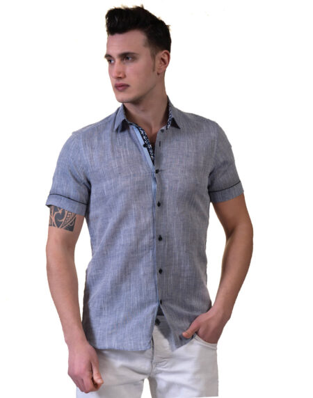 Mens Short Sleeve Button up Shirts – Tailored Slim Fit Cotton Dress Shirts