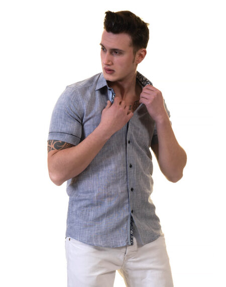 Mens Short Sleeve Button up Shirts – Tailored Slim Fit Cotton Dress Shirts