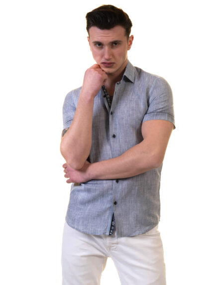 Mens Short Sleeve Button up Shirts – Tailored Slim Fit Cotton Dress Shirts