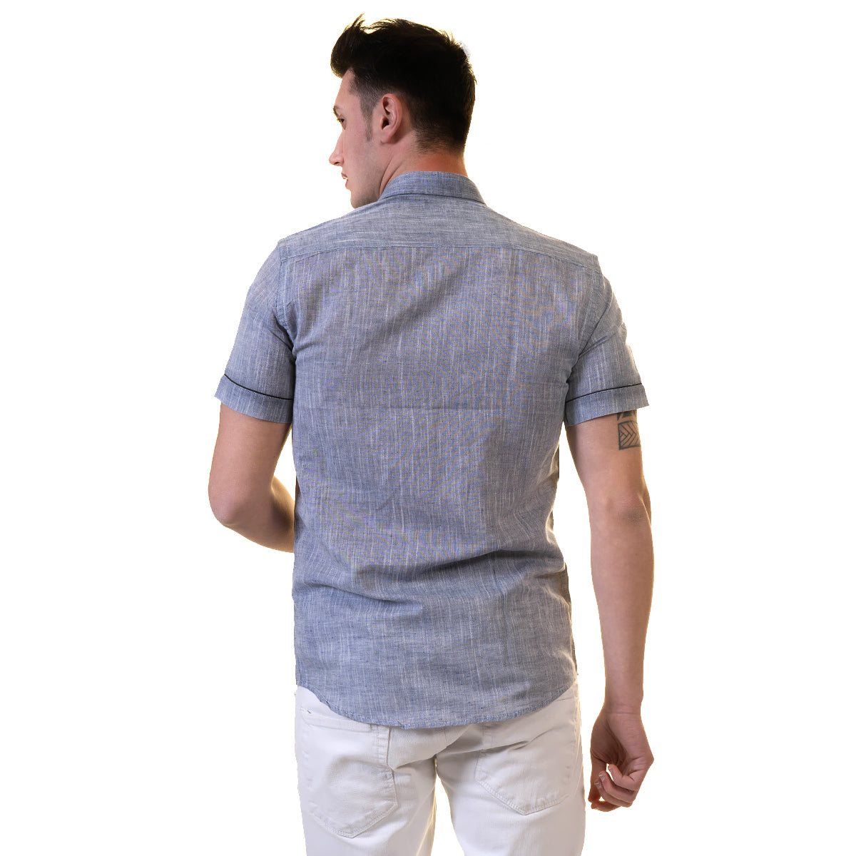 Mens Short Sleeve Button up Shirts - Tailored Slim Fit Cotton Dress Shirts - Image 5