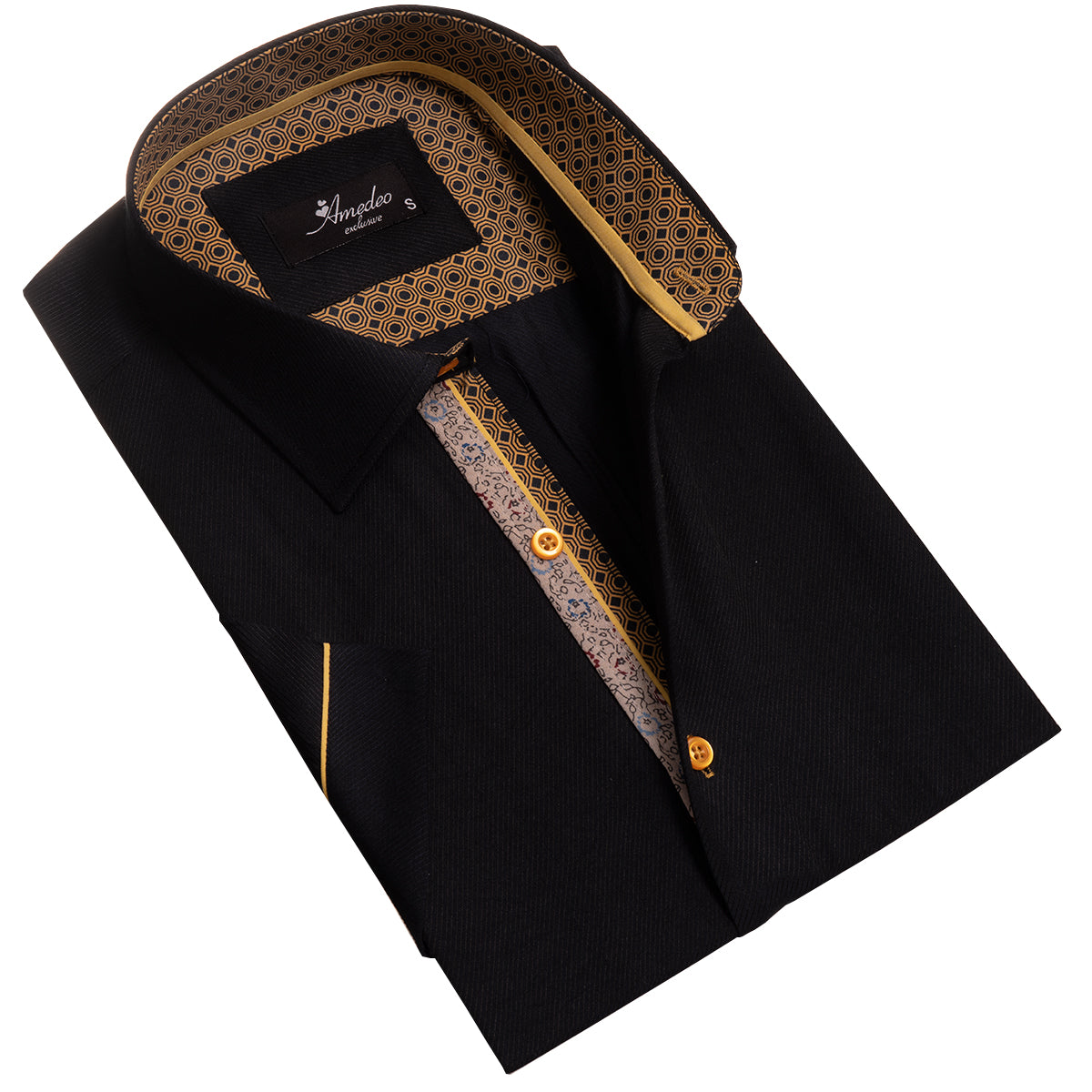 Jet Black Mens Short Sleeve Button up Shirts - Tailored Slim Fit Cotton Dress Shirts - Image 2