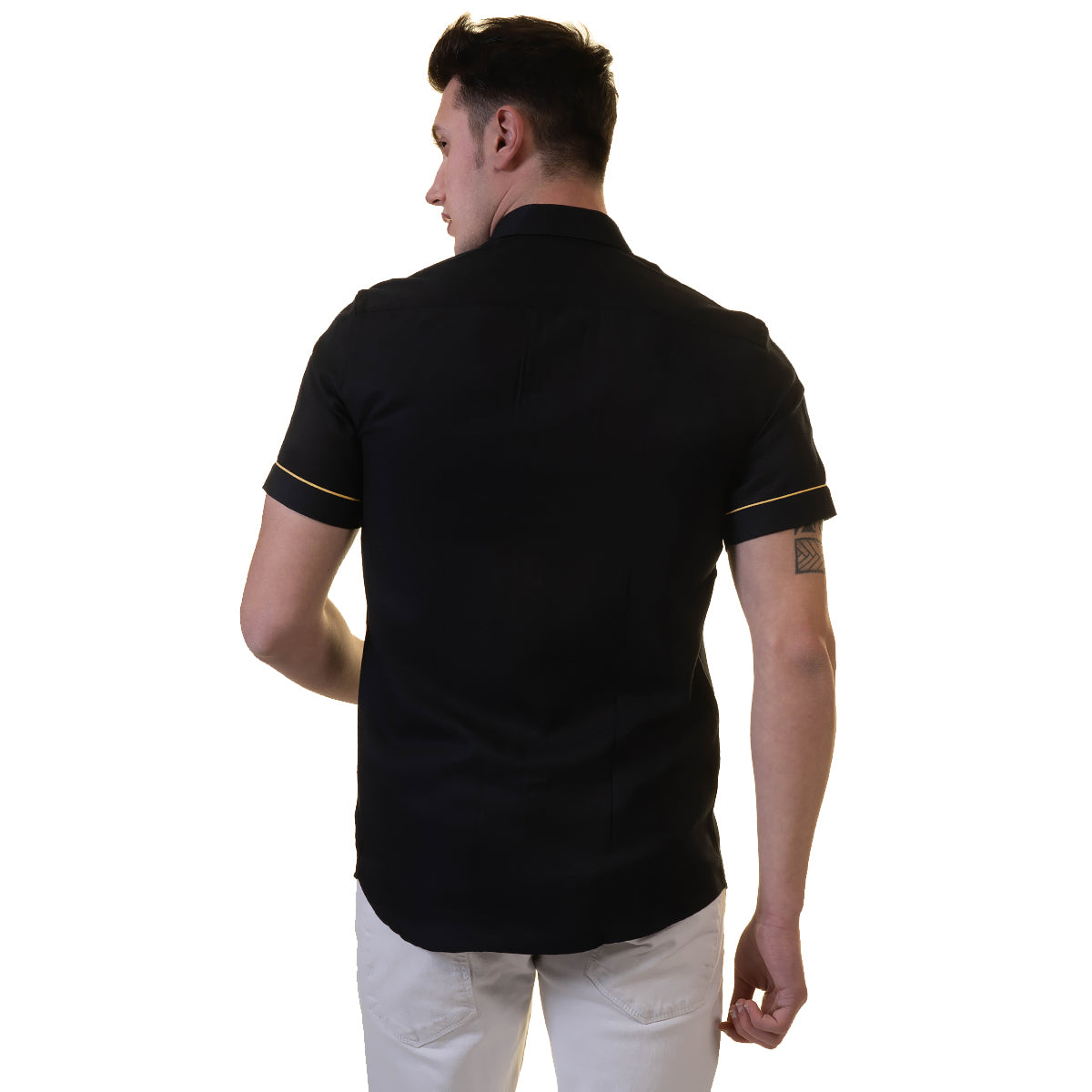 Jet Black Mens Short Sleeve Button up Shirts - Tailored Slim Fit Cotton Dress Shirts - Image 6