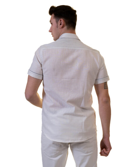 White Mens Short Sleeve Button up Shirts – Tailored Slim Fit Cotton Dress Shirts