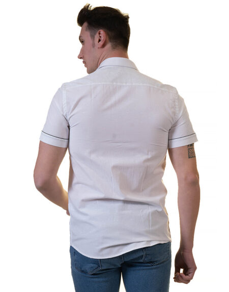 White Mens Short Sleeve Button up Shirts – Tailored Slim Fit Cotton Dress Shirts