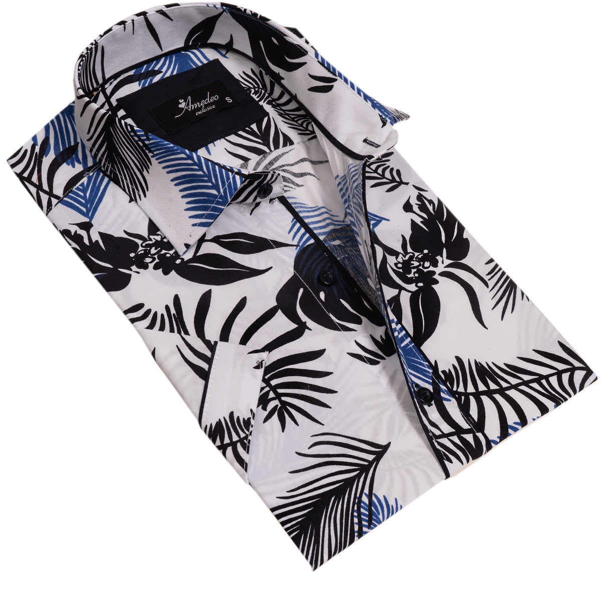 Multicolor Floral Mens Short Sleeve Button up Shirts - Tailored Slim Fit Cotton Dress Shirts - Image 2