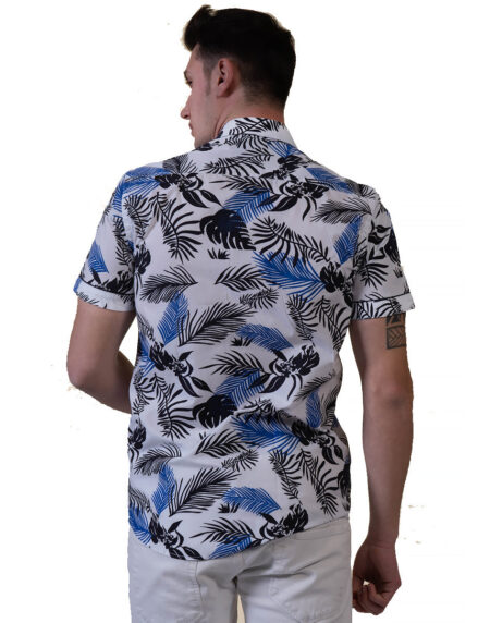 Multicolor Floral Mens Short Sleeve Button up Shirts – Tailored Slim Fit Cotton Dress Shirts