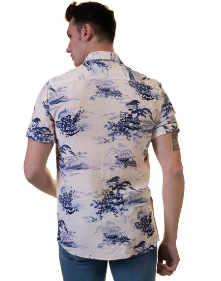 Floral Mens Short Sleeve Button up Shirts – Tailored Slim Fit Cotton Dress Shirts