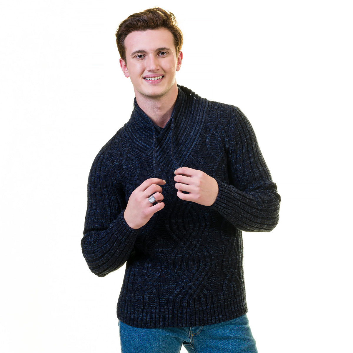 European Wool Luxury Zippered With Sweater Jacket Warm Winter Tailor Fit - Image 2