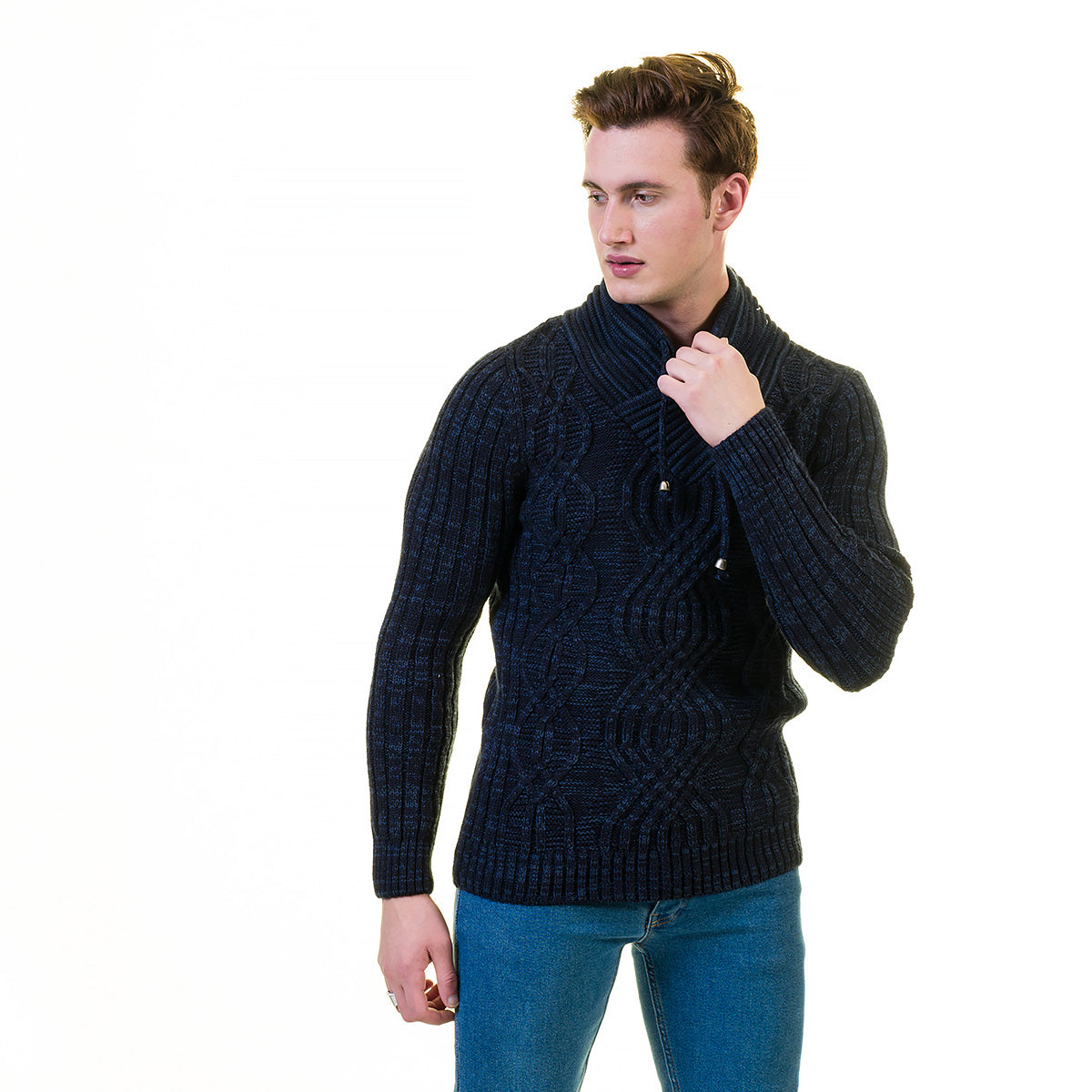 European Wool Luxury Zippered With Sweater Jacket Warm Winter Tailor Fit - Image 3