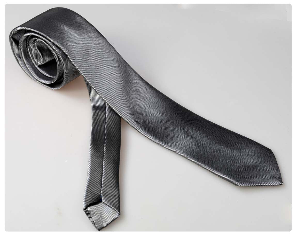 Men's Fashion Dark Grey Silk Neck Tie With Gift Box - Amedeo Exclusive
