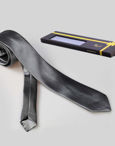 Solid Gray Mens Designer Silk Necktie with Gift Box - Premium Quality made in Europe - Amedeo Exclusive