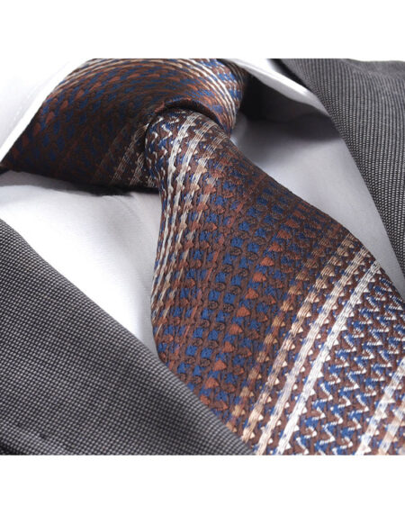 Men's jacquard Brown Knitted Premium Neck Tie With Gift Box - Amedeo Exclusive